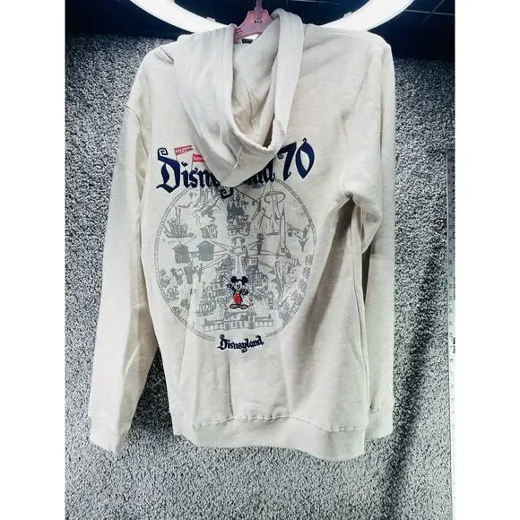 Disneyland 70th Anniversary Celebration Tan Map Pull Over Hoodie Small 2025 New
